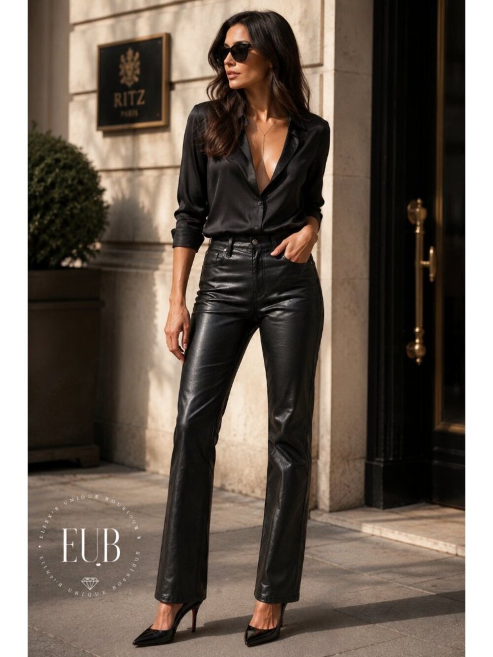 Rag & Bone Harlow Flexi Coated Full Straight Leg Pants Black Size 27 New Tag